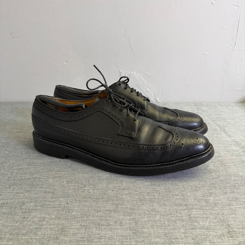 Florsheim Dress Shoes Mens 10.5 D Black Imperial Longwing Brogue Pebble Grain